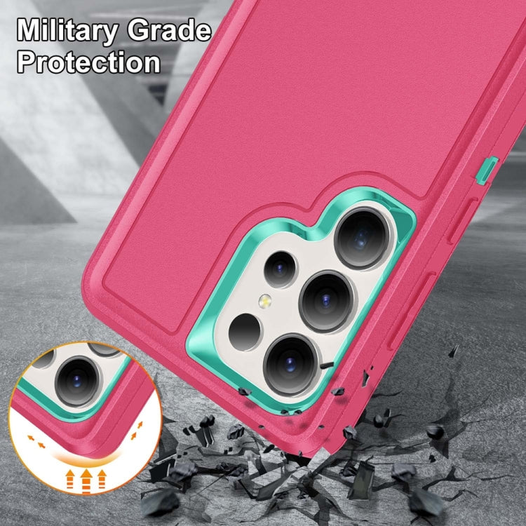For Samsung Galaxy S25 Ultra 5G Rugged PC Hybrid Silicone Phone Case with Holder