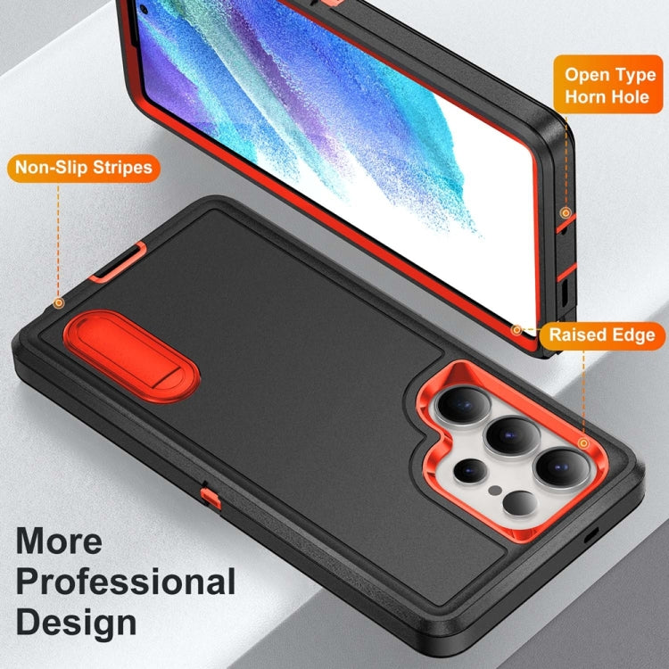 For Samsung Galaxy S25 Ultra 5G Rugged PC Hybrid Silicone Phone Case with Holder