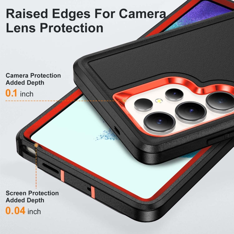 For Samsung Galaxy S25 Ultra 5G Rugged PC Hybrid Silicone Phone Case with Holder
