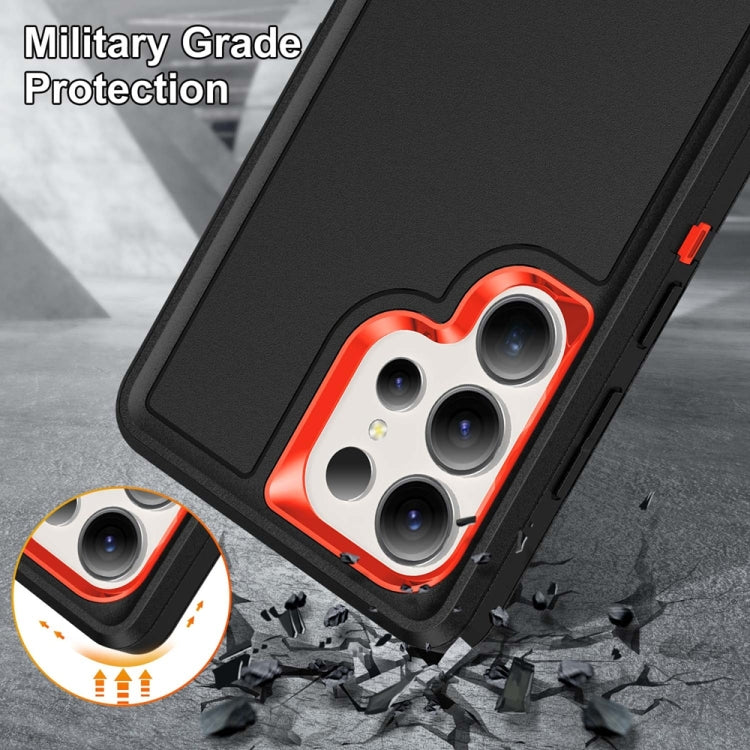 For Samsung Galaxy S25 Ultra 5G Rugged PC Hybrid Silicone Phone Case with Holder