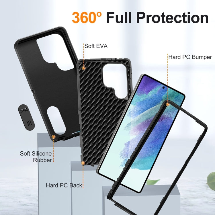 For Samsung Galaxy S25 Ultra 5G Rugged PC Hybrid Silicone Phone Case with Holder