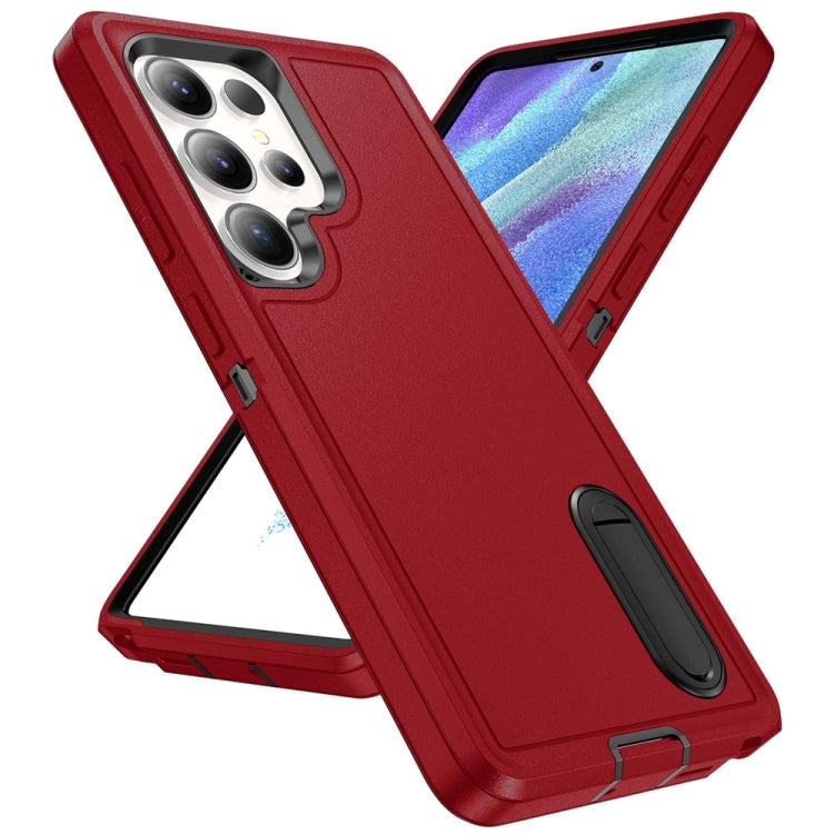 For Samsung Galaxy S25 Ultra 5G Rugged PC Hybrid Silicone Phone Case with Holder