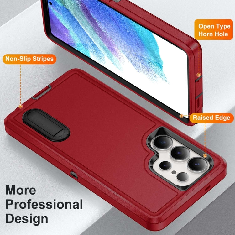 For Samsung Galaxy S25 Ultra 5G Rugged PC Hybrid Silicone Phone Case with Holder