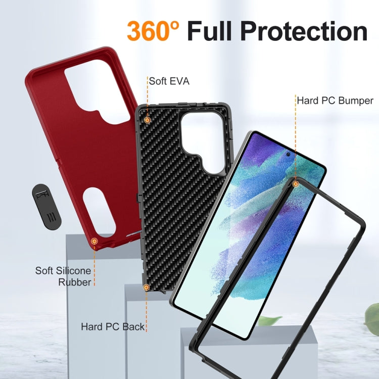 For Samsung Galaxy S25 Ultra 5G Rugged PC Hybrid Silicone Phone Case with Holder