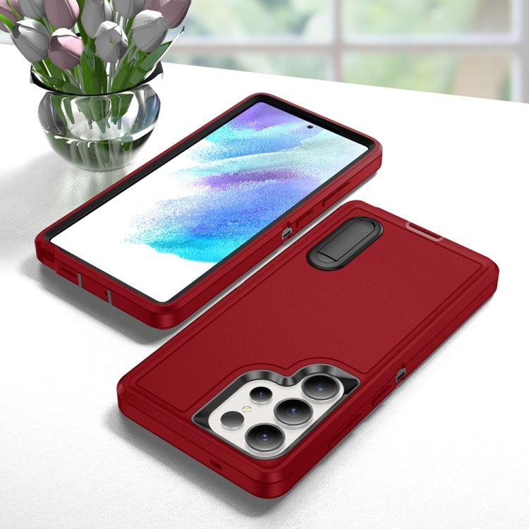 For Samsung Galaxy S25 Ultra 5G Rugged PC Hybrid Silicone Phone Case with Holder