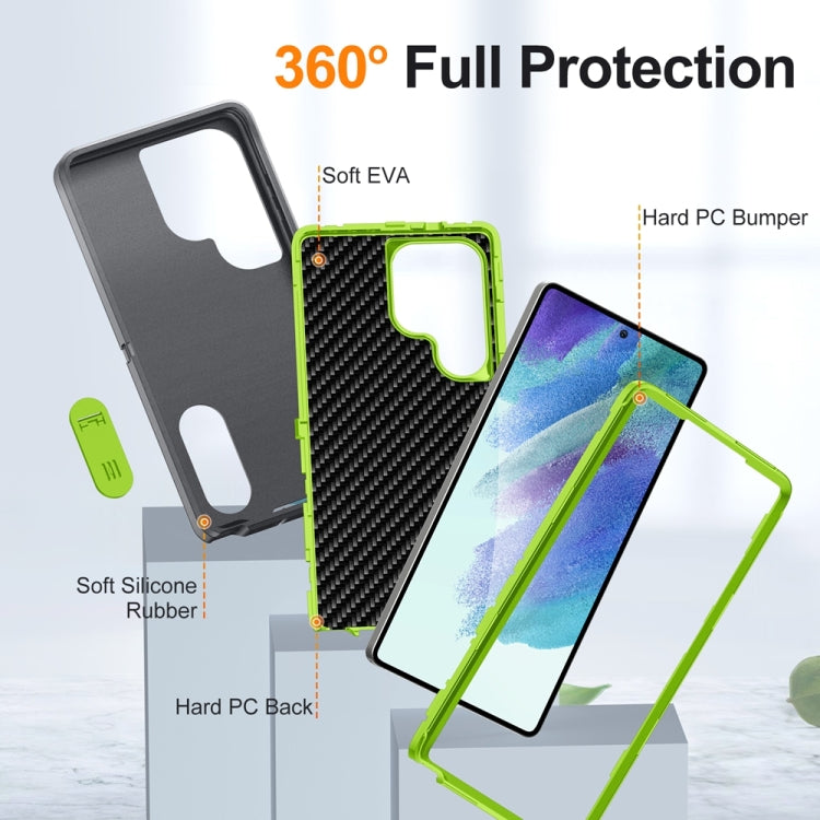 For Samsung Galaxy S25 Ultra 5G Rugged PC Hybrid Silicone Phone Case with Holder