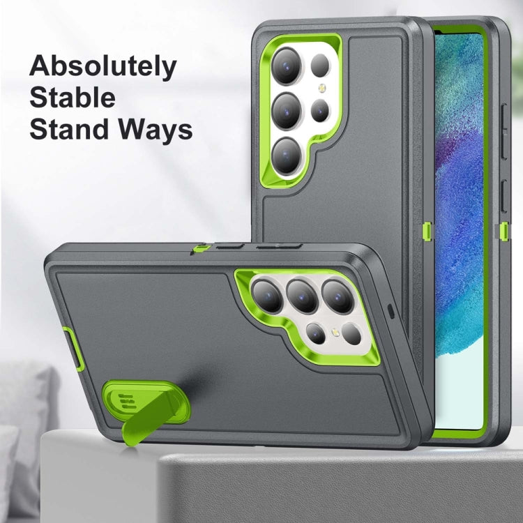 For Samsung Galaxy S25 Ultra 5G Rugged PC Hybrid Silicone Phone Case with Holder