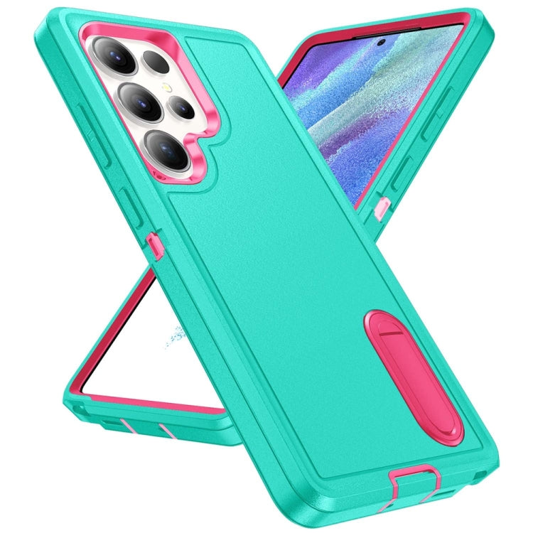 For Samsung Galaxy S25 Ultra 5G Rugged PC Hybrid Silicone Phone Case with Holder