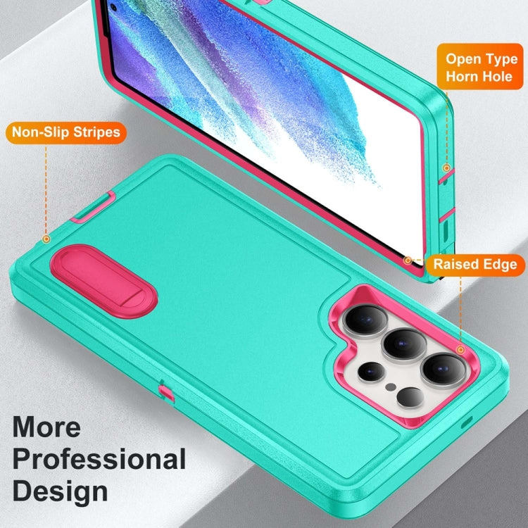 For Samsung Galaxy S25 Ultra 5G Rugged PC Hybrid Silicone Phone Case with Holder