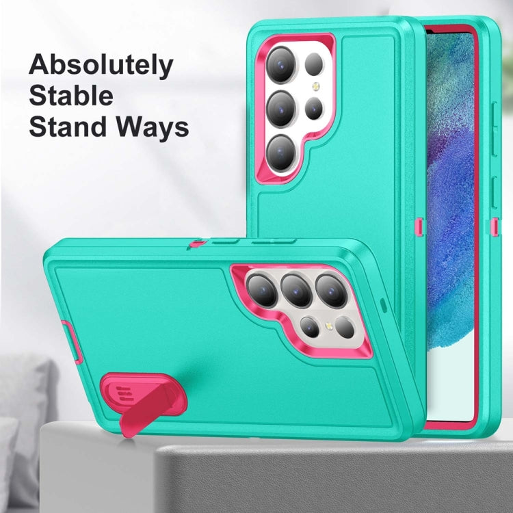 For Samsung Galaxy S25 Ultra 5G Rugged PC Hybrid Silicone Phone Case with Holder