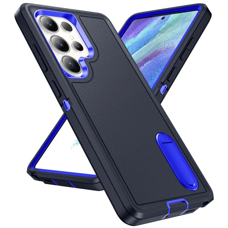 For Samsung Galaxy S25 Ultra 5G Rugged PC Hybrid Silicone Phone Case with Holder