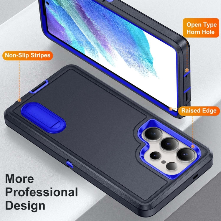 For Samsung Galaxy S25 Ultra 5G Rugged PC Hybrid Silicone Phone Case with Holder