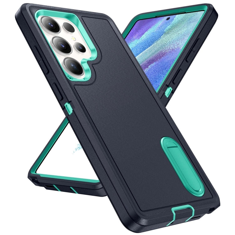 For Samsung Galaxy S25 Ultra 5G Rugged PC Hybrid Silicone Phone Case with Holder