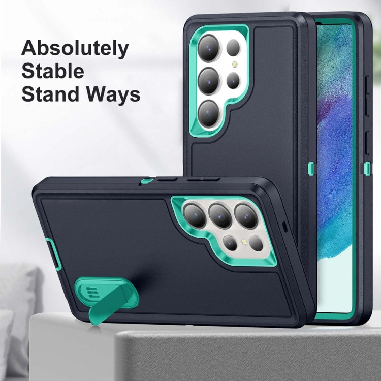For Samsung Galaxy S25 Ultra 5G Rugged PC Hybrid Silicone Phone Case with Holder