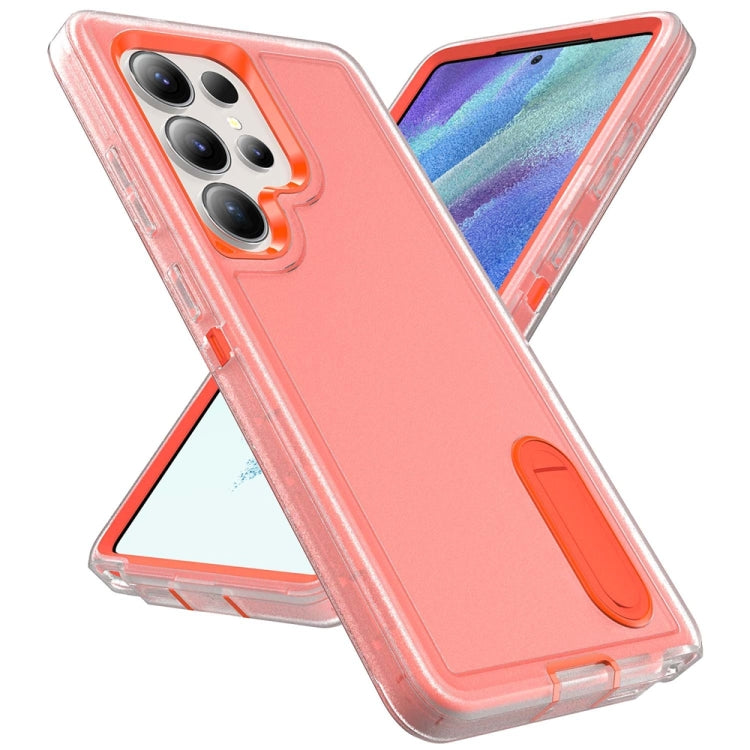 For Samsung Galaxy S25 Ultra 5G Rugged PC Hybrid Silicone Phone Case with Holder