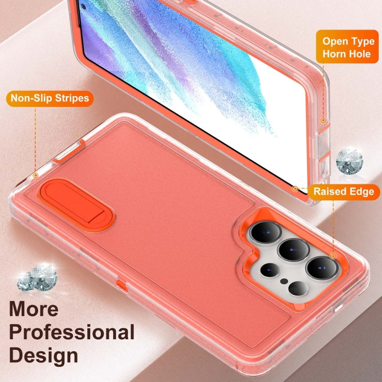 For Samsung Galaxy S25 Ultra 5G Rugged PC Hybrid Silicone Phone Case with Holder