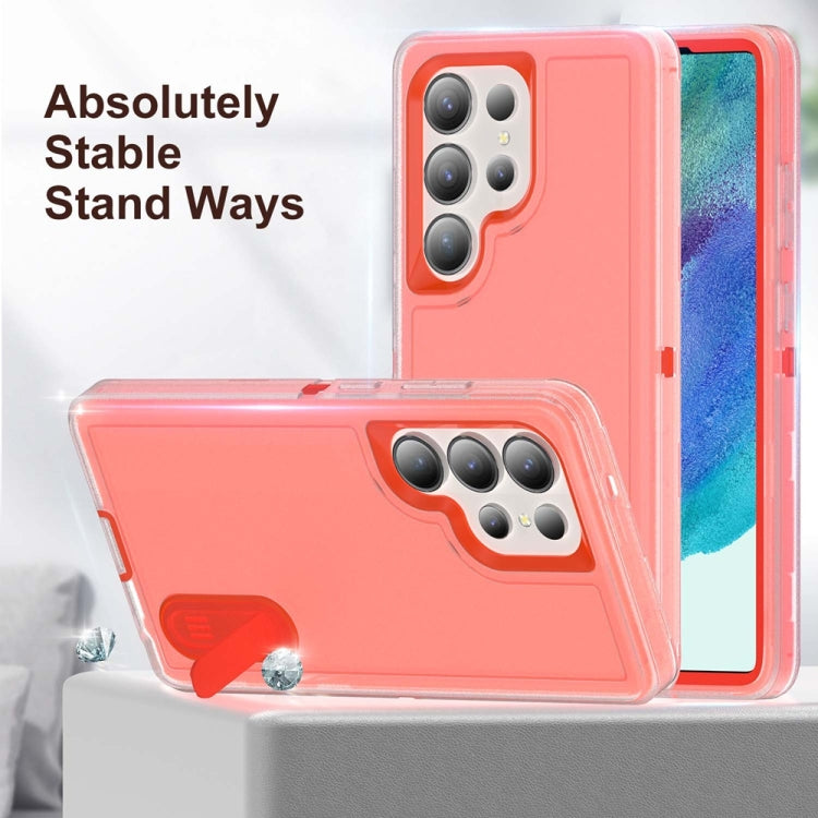 For Samsung Galaxy S25 Ultra 5G Rugged PC Hybrid Silicone Phone Case with Holder