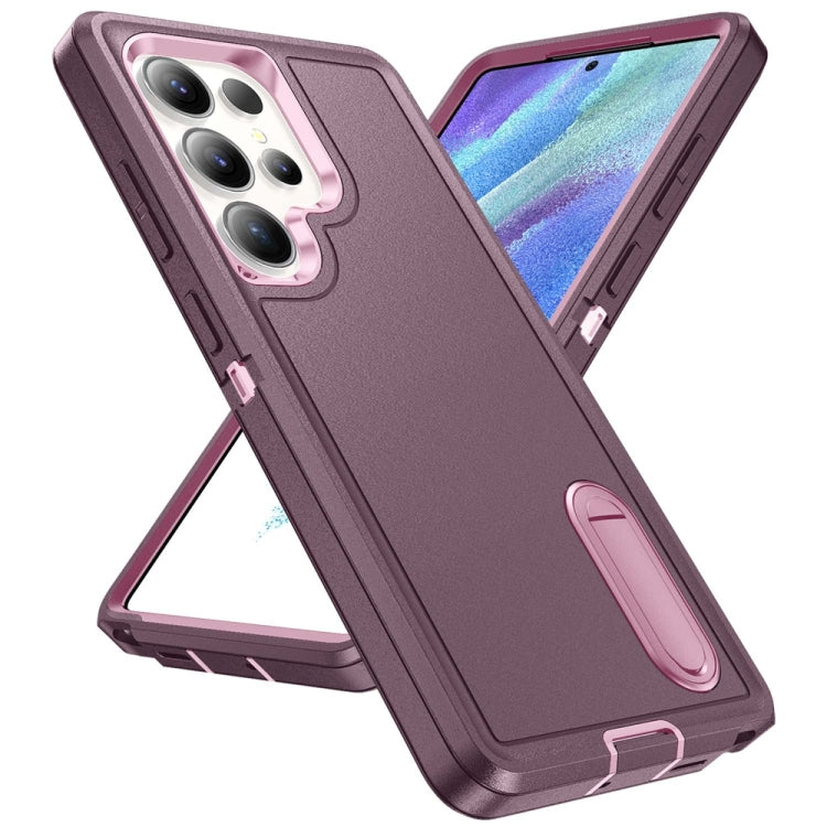 For Samsung Galaxy S25 Ultra 5G Rugged PC Hybrid Silicone Phone Case with Holder