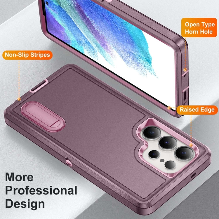 For Samsung Galaxy S25 Ultra 5G Rugged PC Hybrid Silicone Phone Case with Holder