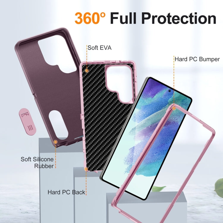 For Samsung Galaxy S25 Ultra 5G Rugged PC Hybrid Silicone Phone Case with Holder