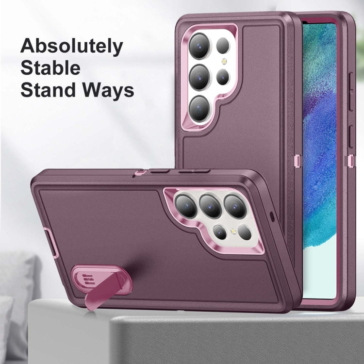 For Samsung Galaxy S25 Ultra 5G Rugged PC Hybrid Silicone Phone Case with Holder