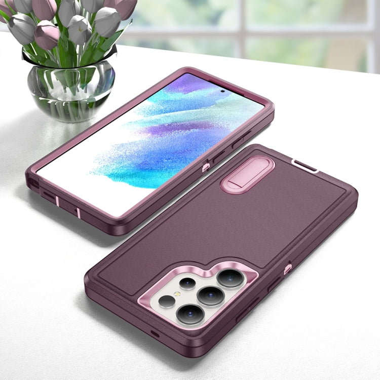 For Samsung Galaxy S25 Ultra 5G Rugged PC Hybrid Silicone Phone Case with Holder