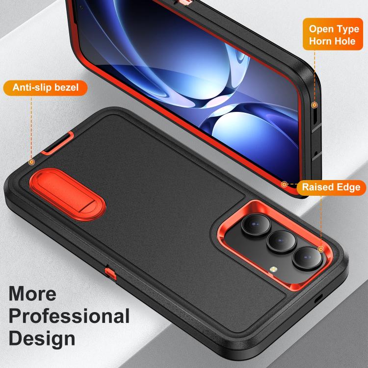 For Samsung Galaxy S25 FE 5G Rugged PC Hybrid Silicone Phone Case with Holder