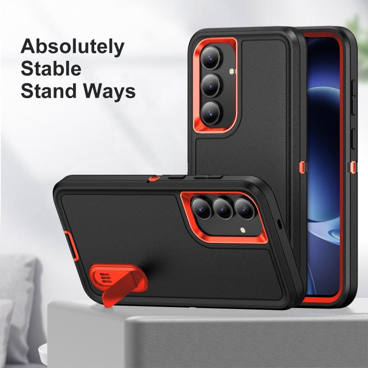 For Samsung Galaxy S25 FE 5G Rugged PC Hybrid Silicone Phone Case with Holder