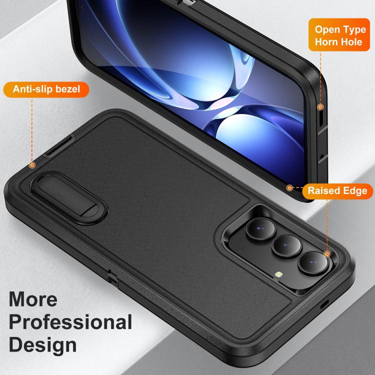 For Samsung Galaxy S25 FE 5G Rugged PC Hybrid Silicone Phone Case with Holder