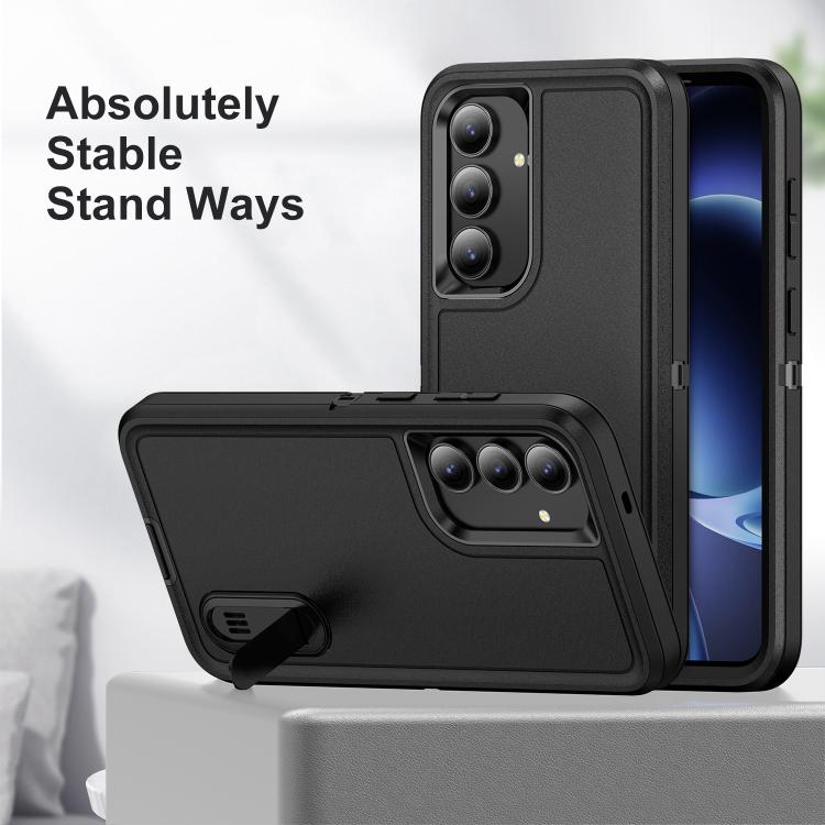 For Samsung Galaxy S25 FE 5G Rugged PC Hybrid Silicone Phone Case with Holder