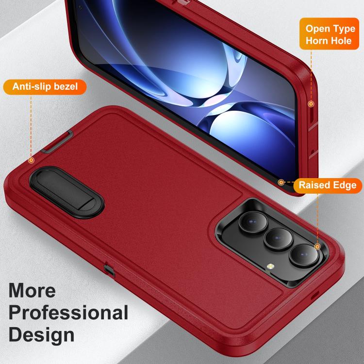For Samsung Galaxy S25 FE 5G Rugged PC Hybrid Silicone Phone Case with Holder