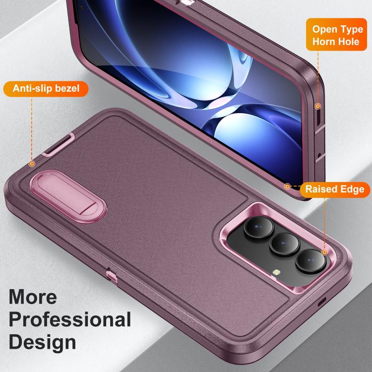For Samsung Galaxy S25 FE 5G Rugged PC Hybrid Silicone Phone Case with Holder