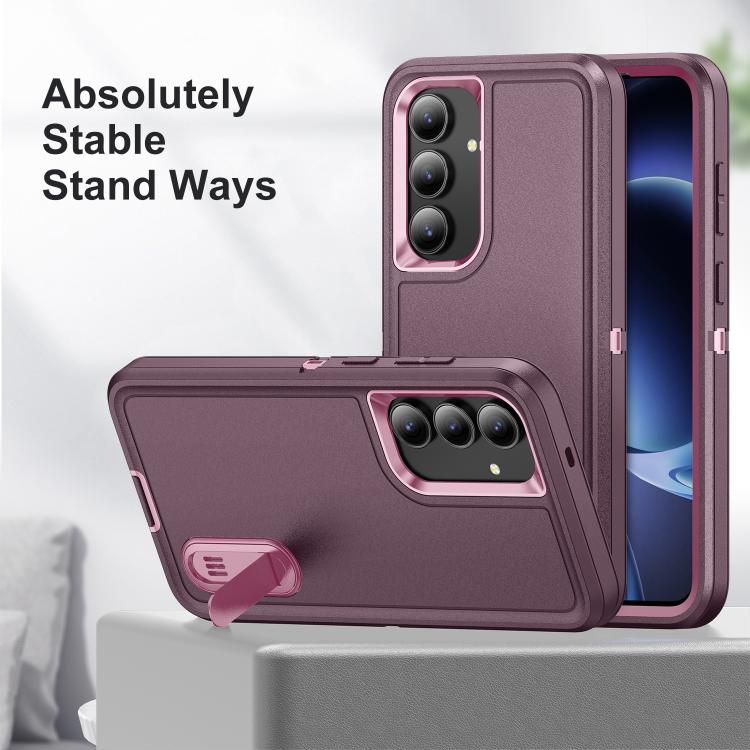 For Samsung Galaxy S25 FE 5G Rugged PC Hybrid Silicone Phone Case with Holder