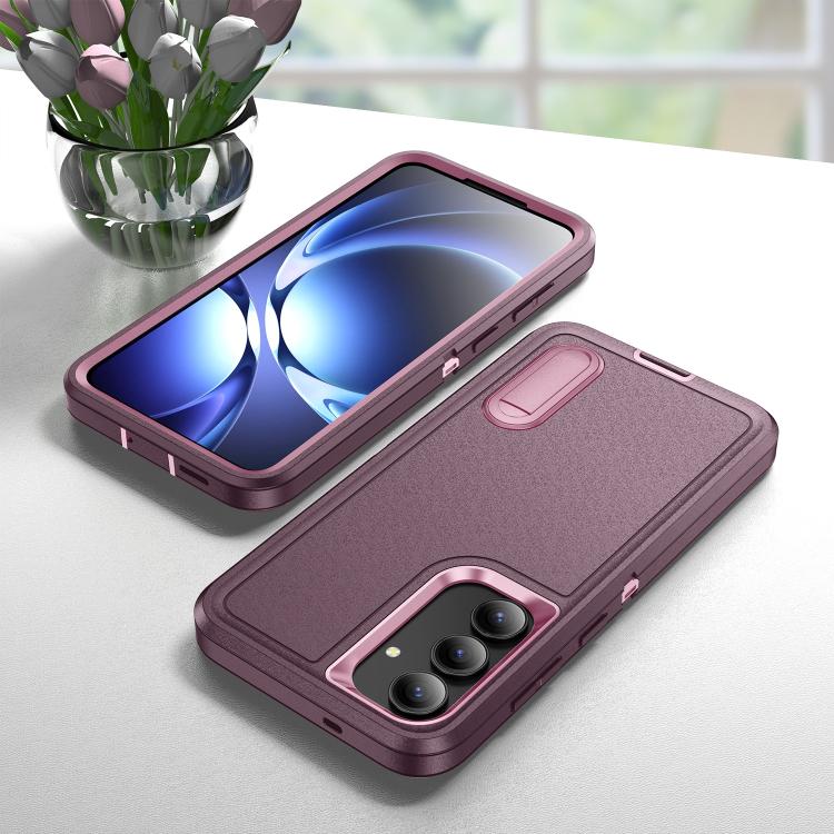 For Samsung Galaxy S25 FE 5G Rugged PC Hybrid Silicone Phone Case with Holder