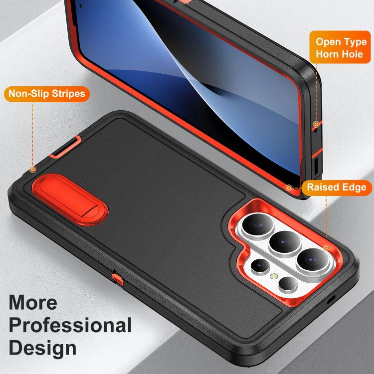 For Samsung Galaxy S26 Ultra 5G Rugged PC Hybrid Silicone Phone Case with Holder