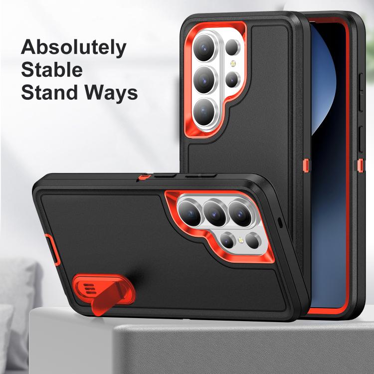 For Samsung Galaxy S26 Ultra 5G Rugged PC Hybrid Silicone Phone Case with Holder