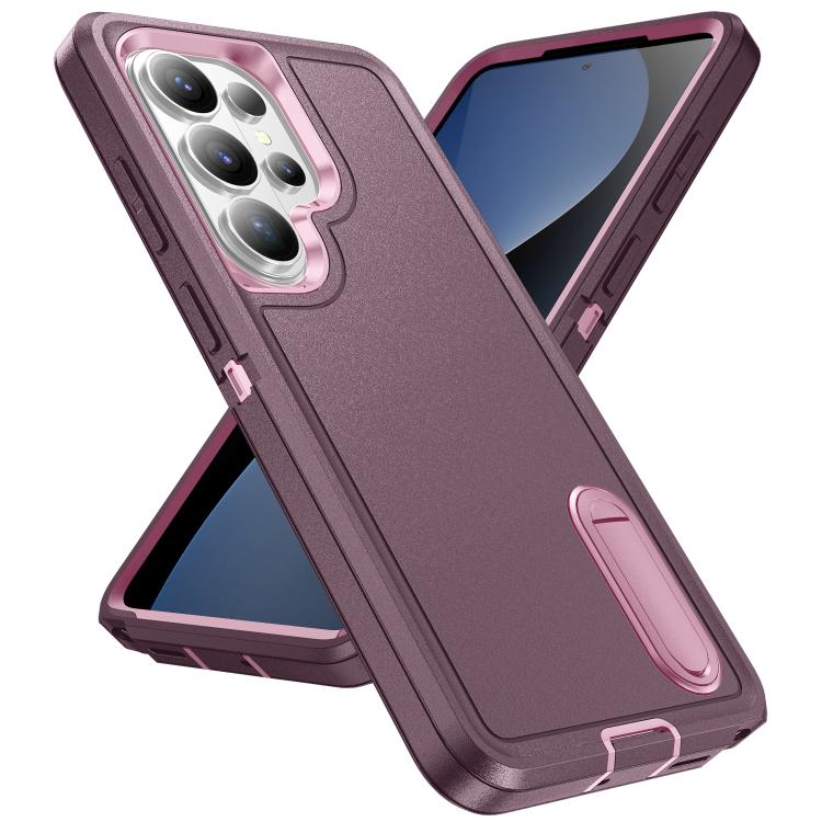 For Samsung Galaxy S26 Ultra 5G Rugged PC Hybrid Silicone Phone Case with Holder