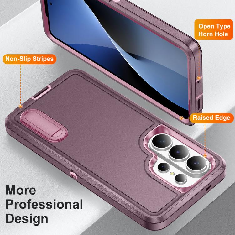For Samsung Galaxy S26 Ultra 5G Rugged PC Hybrid Silicone Phone Case with Holder