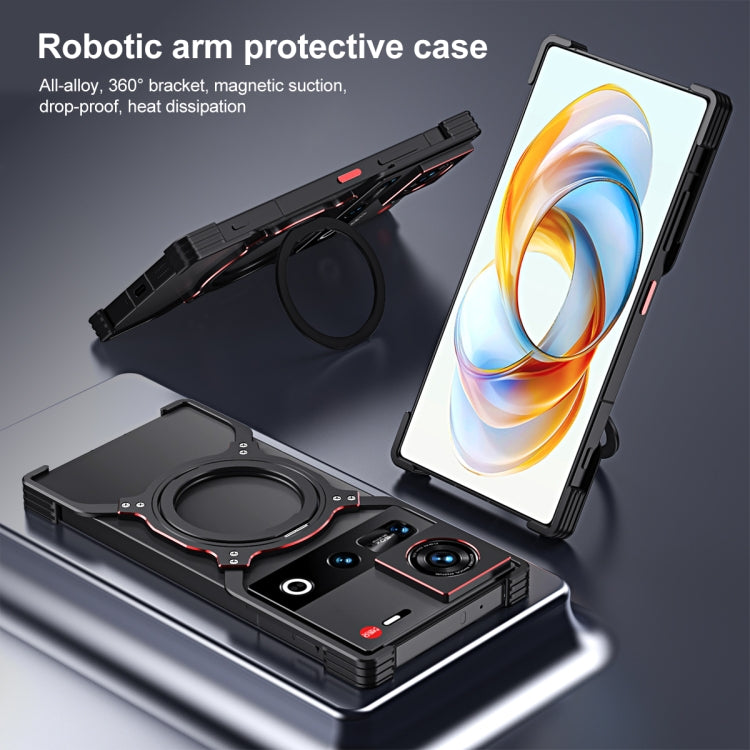 For ZTE nubia Z70 Ultra Mechanical Arm Borderless MagSafe Holder Metal Phone Case