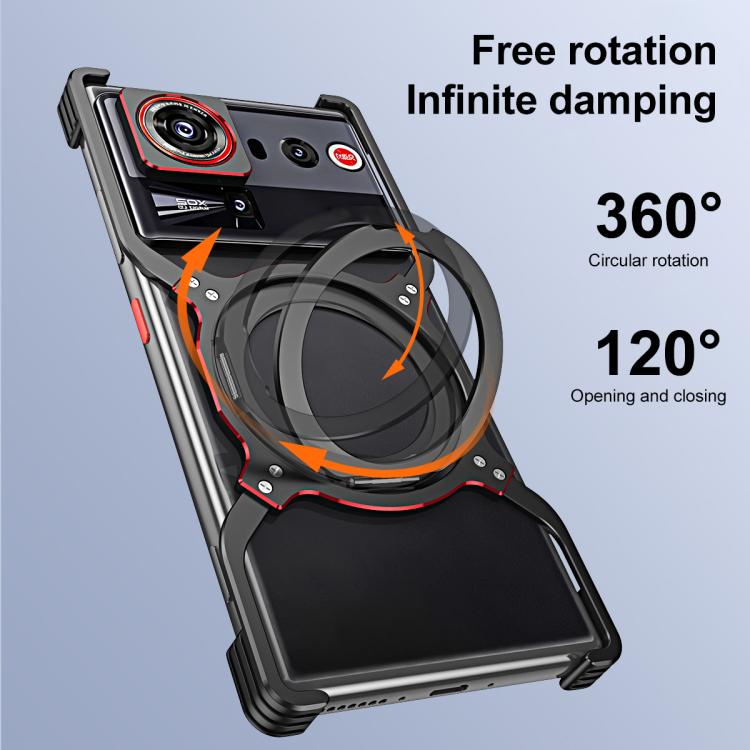For ZTE nubia Z80 Ultra Mechanical Arm Borderless MagSafe Holder Metal Phone Case