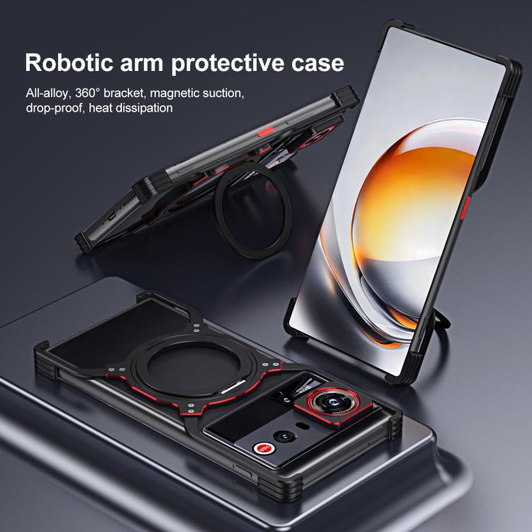 For ZTE nubia Z80 Ultra Mechanical Arm Borderless MagSafe Holder Metal Phone Case