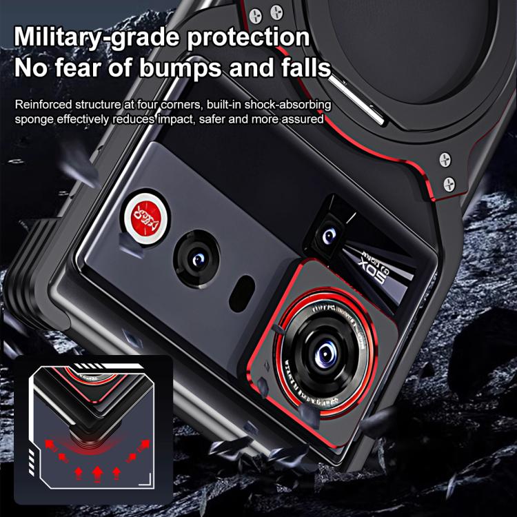 For ZTE nubia Z80 Ultra Mechanical Arm Borderless MagSafe Holder Metal Phone Case