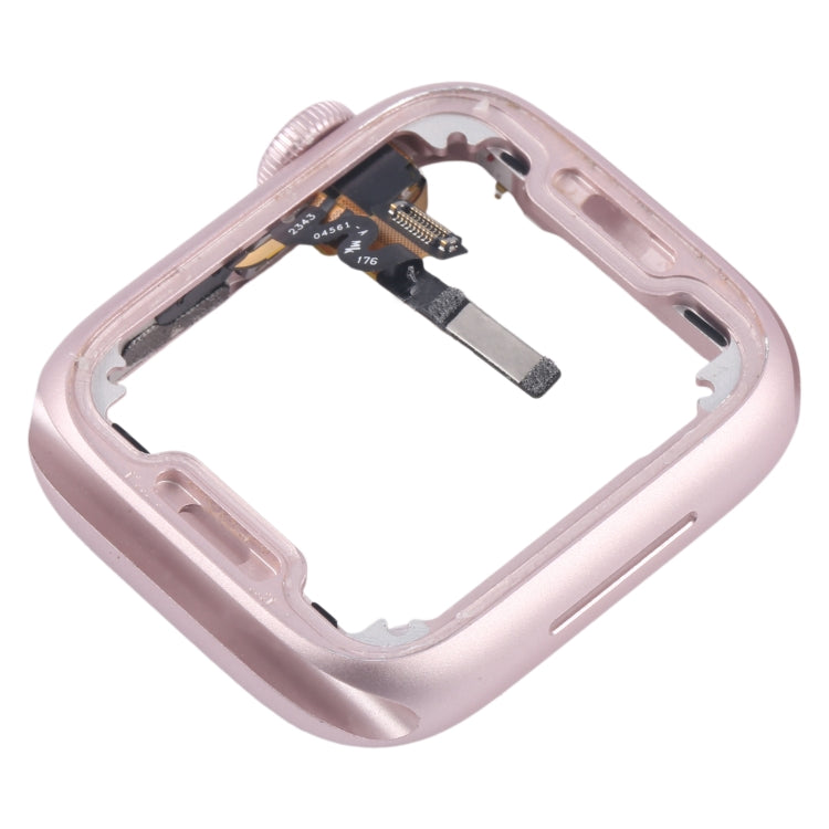 For Apple Watch Series 9 45MM LTE Aluminium Alloy Middle Frame Bezel Plate with Crown Spin Axis Flex Cable - Pink