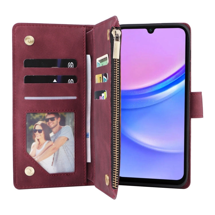 For Galaxy A16 5G Multifunctional Frosted Zipper Wallet Leather Phone Case
