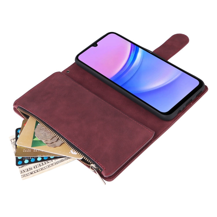 For Galaxy A16 5G Multifunctional Frosted Zipper Wallet Leather Phone Case