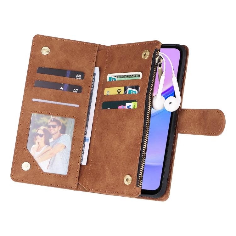 For Galaxy A16 5G Multifunctional Frosted Zipper Wallet Leather Phone Case