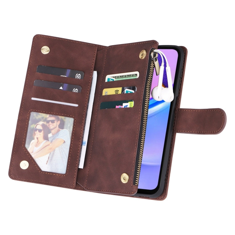 For Galaxy A16 5G Multifunctional Frosted Zipper Wallet Leather Phone Case
