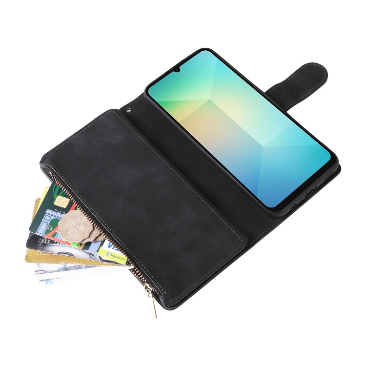 For Galaxy A06 4G Multifunctional Frosted Zipper Wallet Leather Phone Case