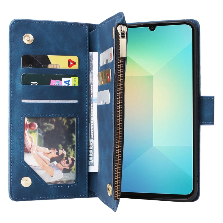 For Galaxy A06 4G Multifunctional Frosted Zipper Wallet Leather Phone Case
