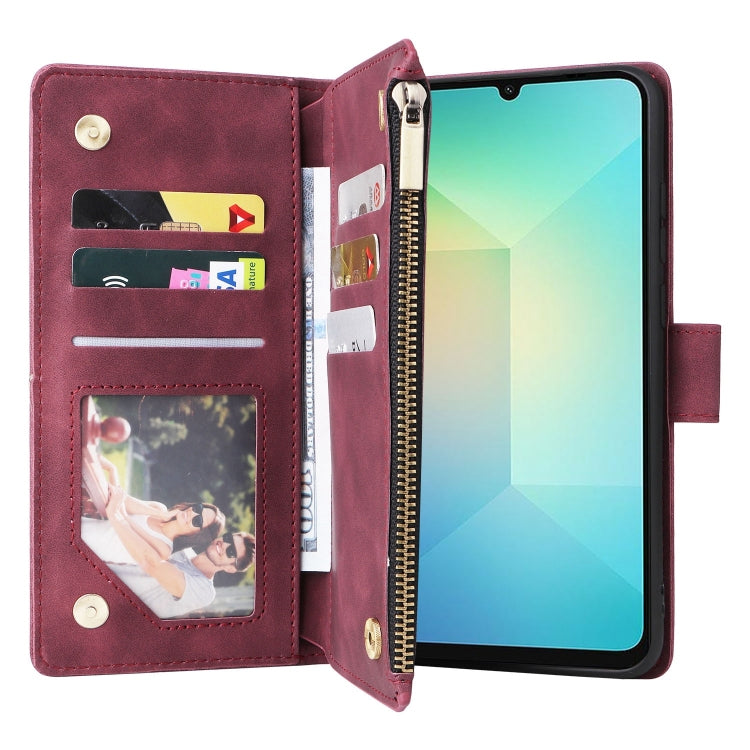 For Galaxy A06 4G Multifunctional Frosted Zipper Wallet Leather Phone Case